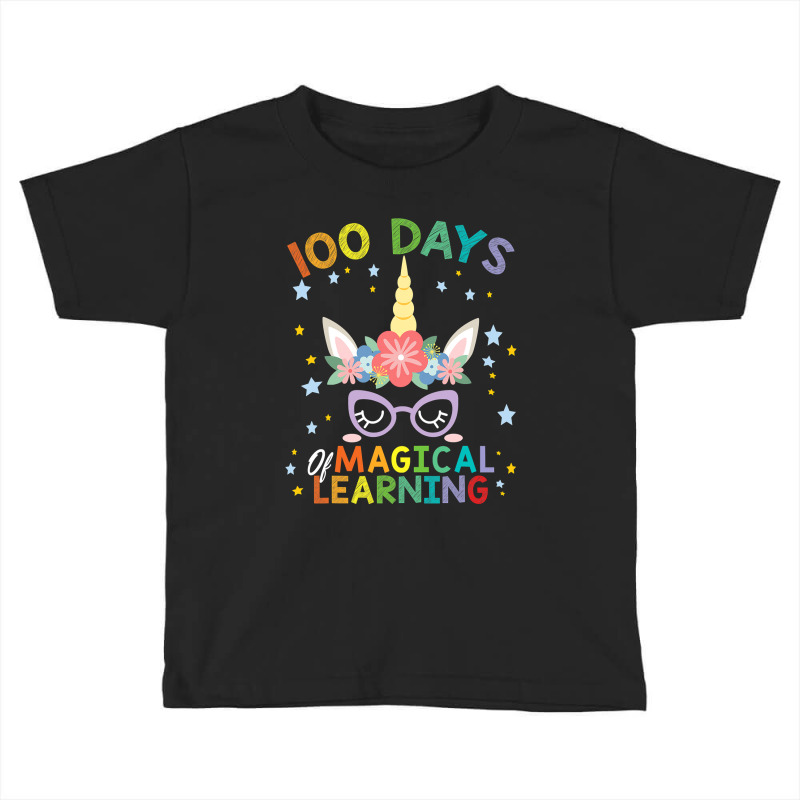 Cute Unicorn 100 Days Of Magical Learning 100th Day School Toddler T-shirt | Artistshot