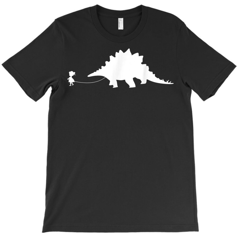 Girl Walking A Pet Stegosaurus Dinosaur Lover Pet Lizard T Shirt T-shirt | Artistshot