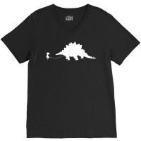 Girl Walking A Pet Stegosaurus Dinosaur Lover Pet Lizard T Shirt V-neck Tee | Artistshot