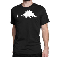 Girl Walking A Pet Stegosaurus Dinosaur Lover Pet Lizard T Shirt Classic T-shirt | Artistshot