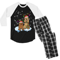 Cute Christmas Cocker Spaniel Santa Hats Reindeer Dog Owner Men's 3/4 Sleeve Pajama Set | Artistshot