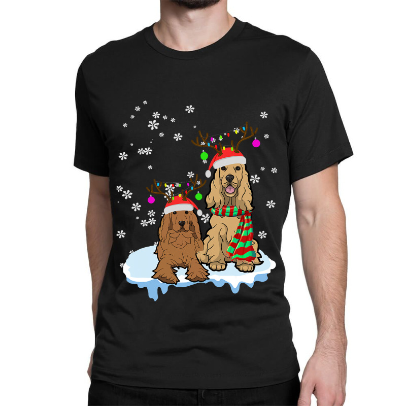 Cute Christmas Cocker Spaniel Santa Hats Reindeer Dog Owner Classic T-shirt by cm-arts | Artistshot