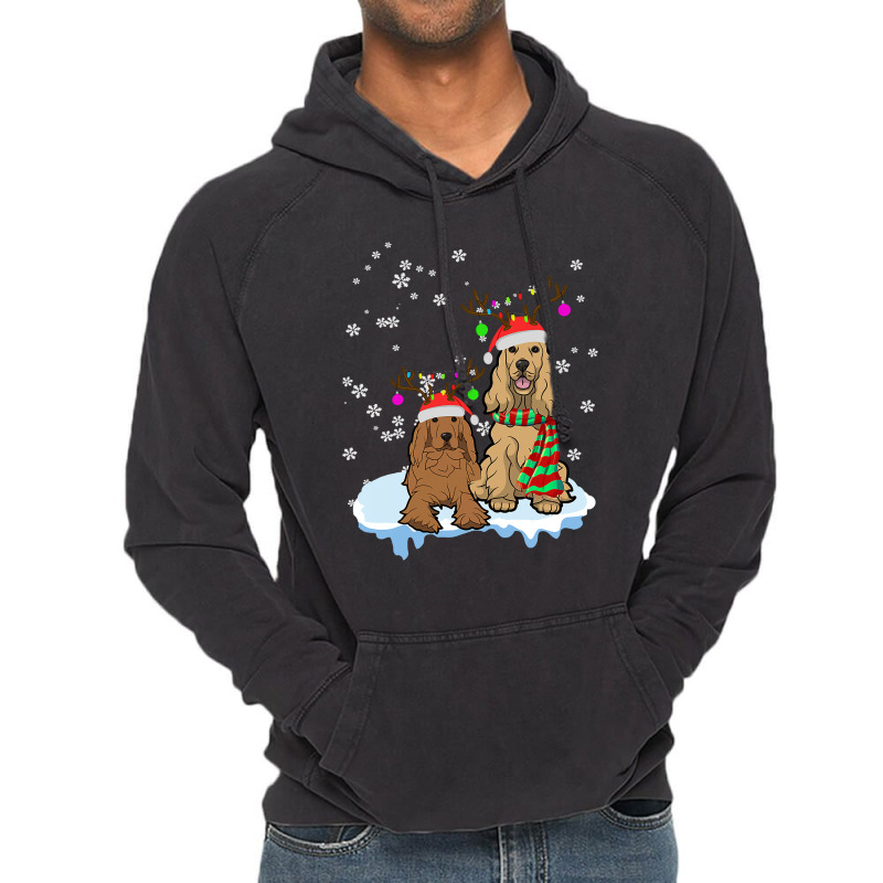 Cute Christmas Cocker Spaniel Santa Hats Reindeer Dog Owner Vintage Hoodie by cm-arts | Artistshot