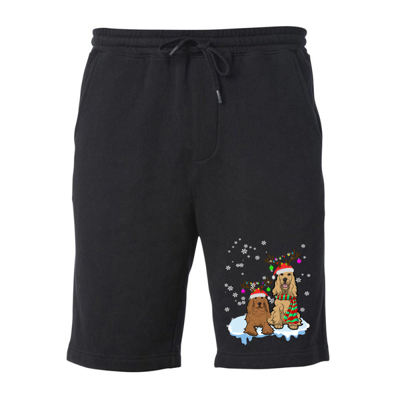 Cute Christmas Cocker Spaniel Santa Hats Reindeer Dog Owner Fleece Short by cm-arts | Artistshot