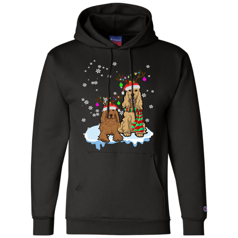 Cute Christmas Cocker Spaniel Santa Hats Reindeer Dog Owner Champion Hoodie by cm-arts | Artistshot