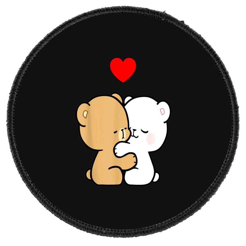 Milk Mocha Bear Two Hearts Beat As One Valentine Lovers Kiss Round