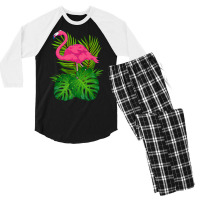 Wildlife Tropical Animal Exotic Bird Lover Pink Flamingo Premium T Shi Men's 3/4 Sleeve Pajama Set | Artistshot