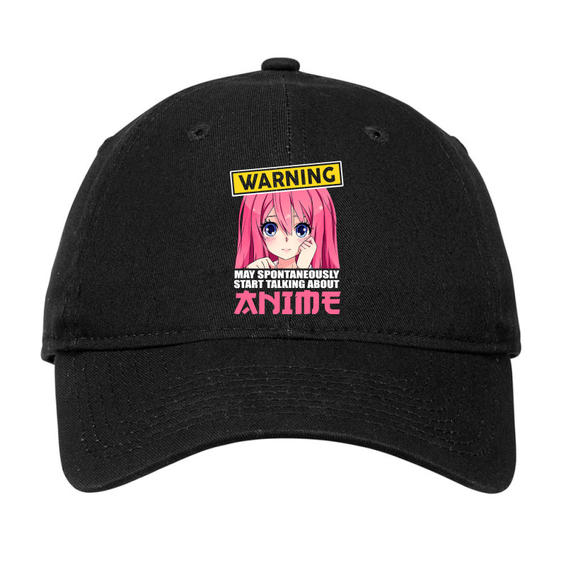 Warning May Spontaneously Start Talking About Anime Girls Adjustable Cap | Artistshot