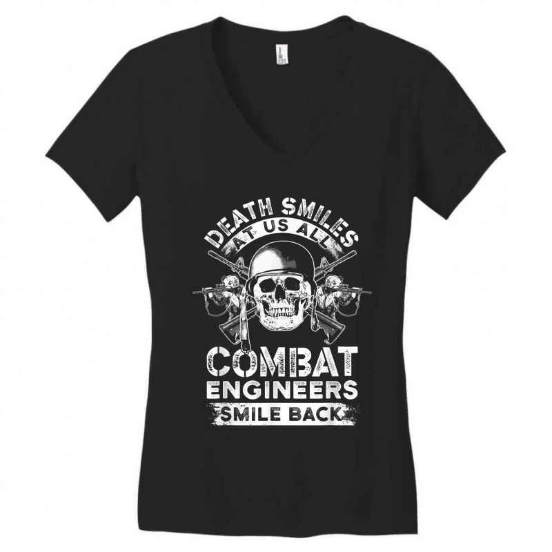 Combat Engineer Smiles Usa Military Sapper For Fans Women's V-Neck T-Shirt by TacitaSylvester | Artistshot