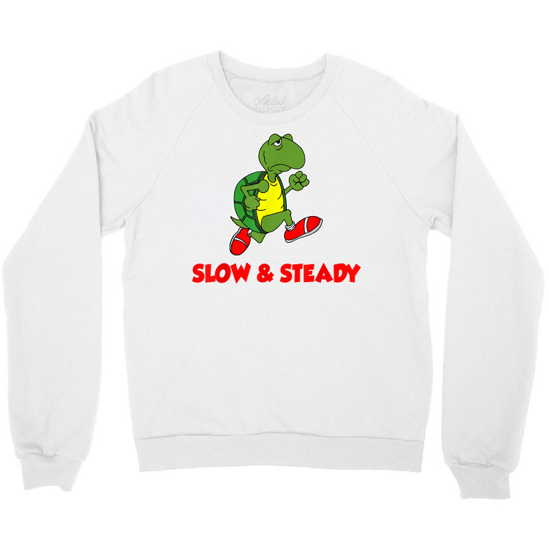 Slow And Steady Runner Funny Running Cartoon Turtle T Shirt Crewneck Sweatshirt by mantewipuortog | Artistshot