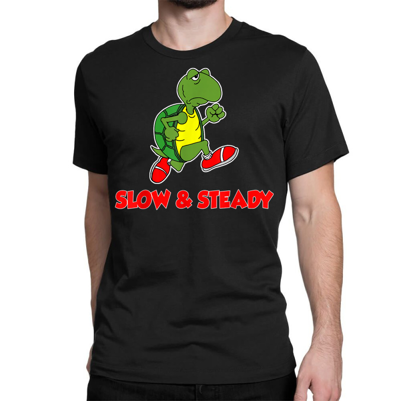 Slow And Steady Runner Funny Running Cartoon Turtle T Shirt Classic T-shirt by mantewipuortog | Artistshot