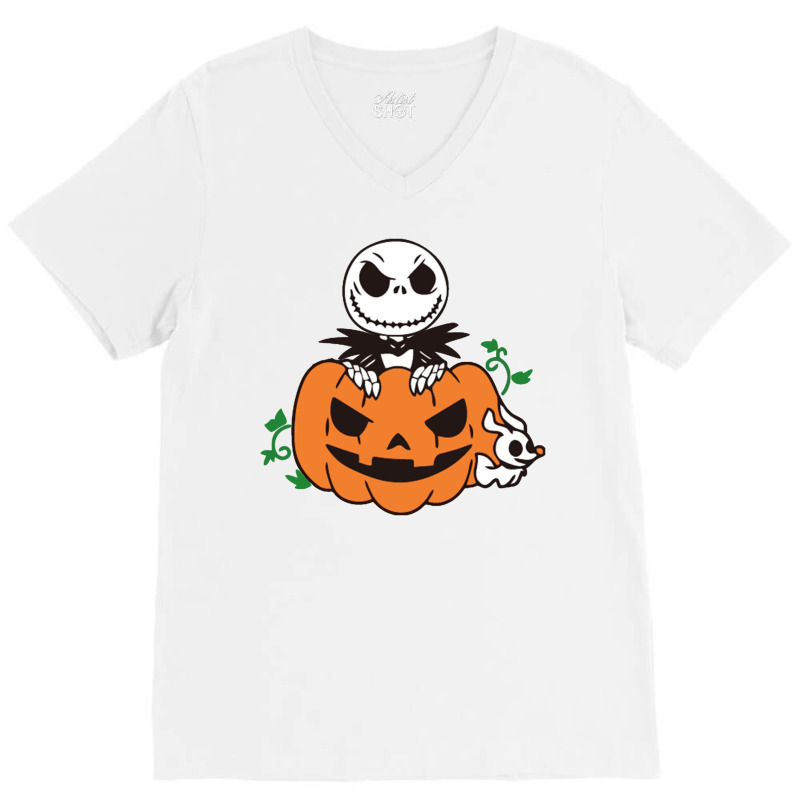 Jack Pumkin V-Neck Tee by haydar | Artistshot