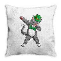 Dabbing Cat St Patricks Day Boys Girls Kids Leprechaun Dab Throw Pillow | Artistshot