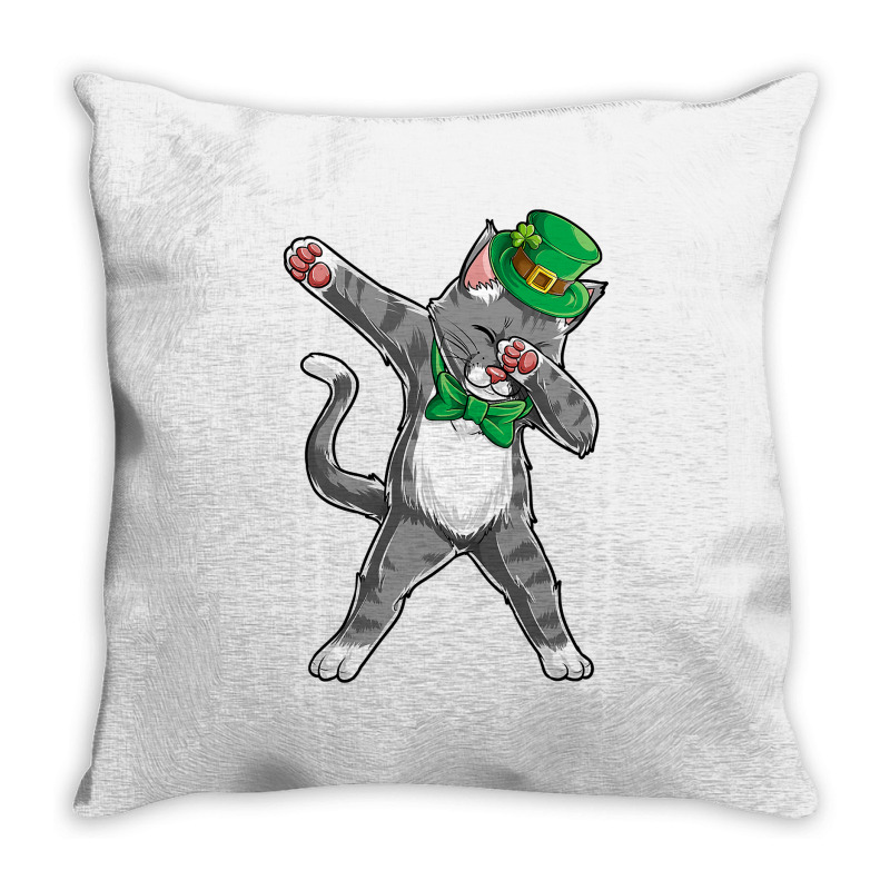 Dabbing Cat St Patricks Day Boys Girls Kids Leprechaun Dab Throw Pillow | Artistshot