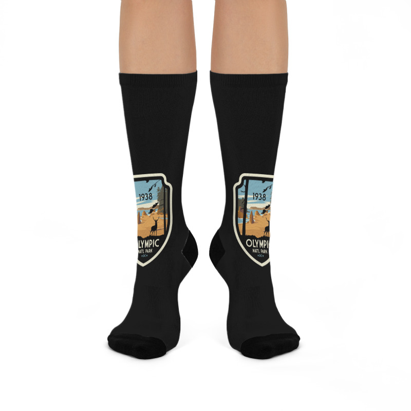 Washington Olympic National Park Retro Vintage Design Gift Crew Socks | Artistshot