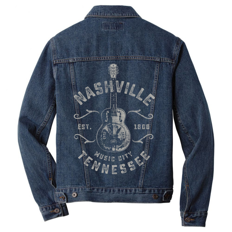 Nashville Music City Usa Vintage Men Denim Jacket | Artistshot