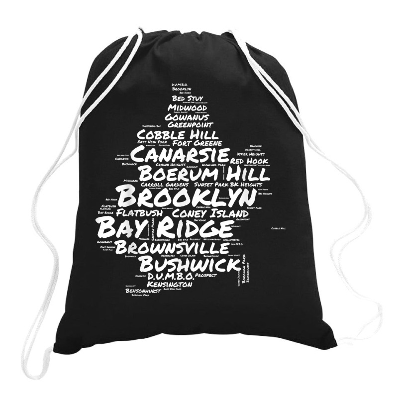 Brooklyn New York Neighborhoods Word Cloud Brooklyn T Shirt Drawstring Bags | Artistshot