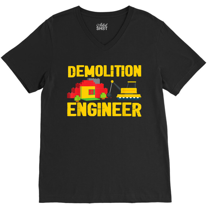 Demolition Engineer Master Builder Building Blocks Bricks For Fans V-neck Tee | Artistshot