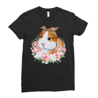 Guinea Pig With Leopard Headband Flower Guinea Pig Lovers Ladies Fitted T-shirt | Artistshot