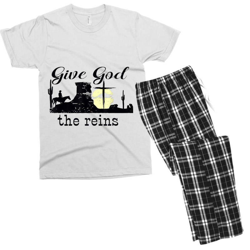 Give God The Reins Country Music Cowboy Day Gift Men's T-shirt Pajama Set | Artistshot