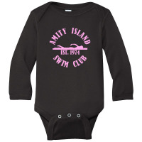 Amity Island Swim Club White Long Sleeve Baby Bodysuit | Artistshot