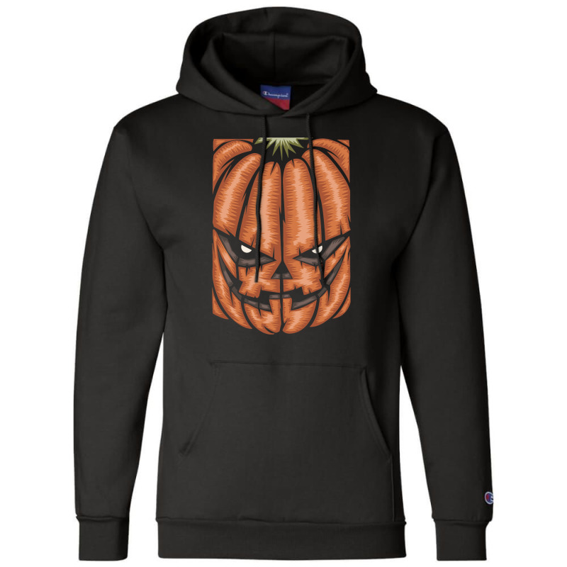 Scary Pumpkin Halloween Black Tee Champion Hoodie by haydar | Artistshot