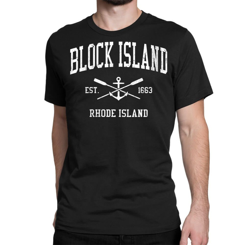 Womens Block Island Ri Vintage Crossed Oars & Boat Anchor Sports V Nec Classic T-shirt by voigterannen | Artistshot