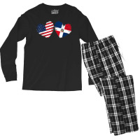 Usa Dominican Republic Flag Heart Dominican American T Shirt Men's Long Sleeve Pajama Set | Artistshot