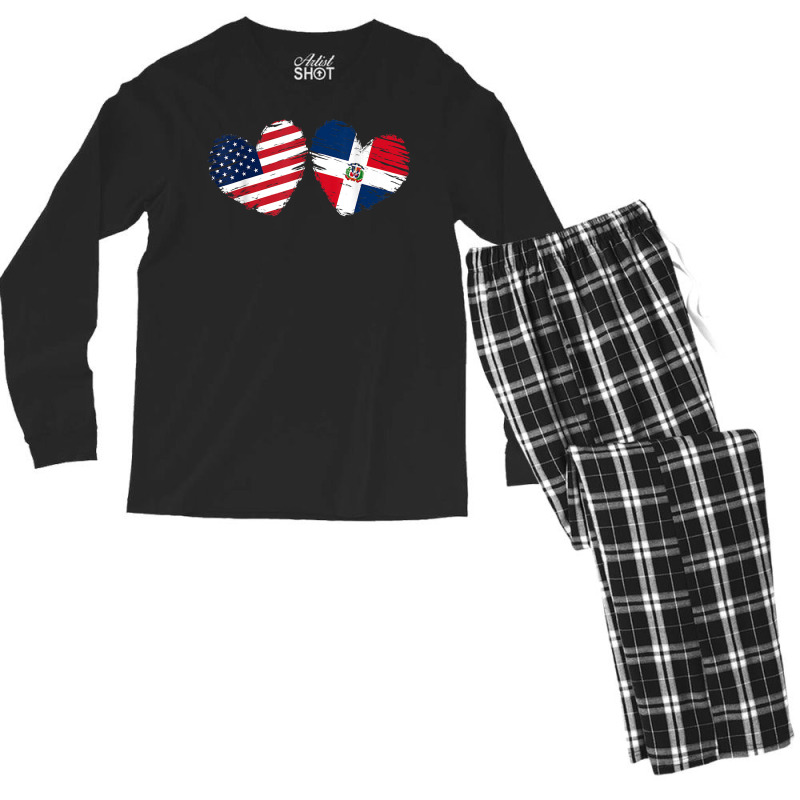 Usa Dominican Republic Flag Heart Dominican American T Shirt Men's Long Sleeve Pajama Set by nurselrveigelcci | Artistshot