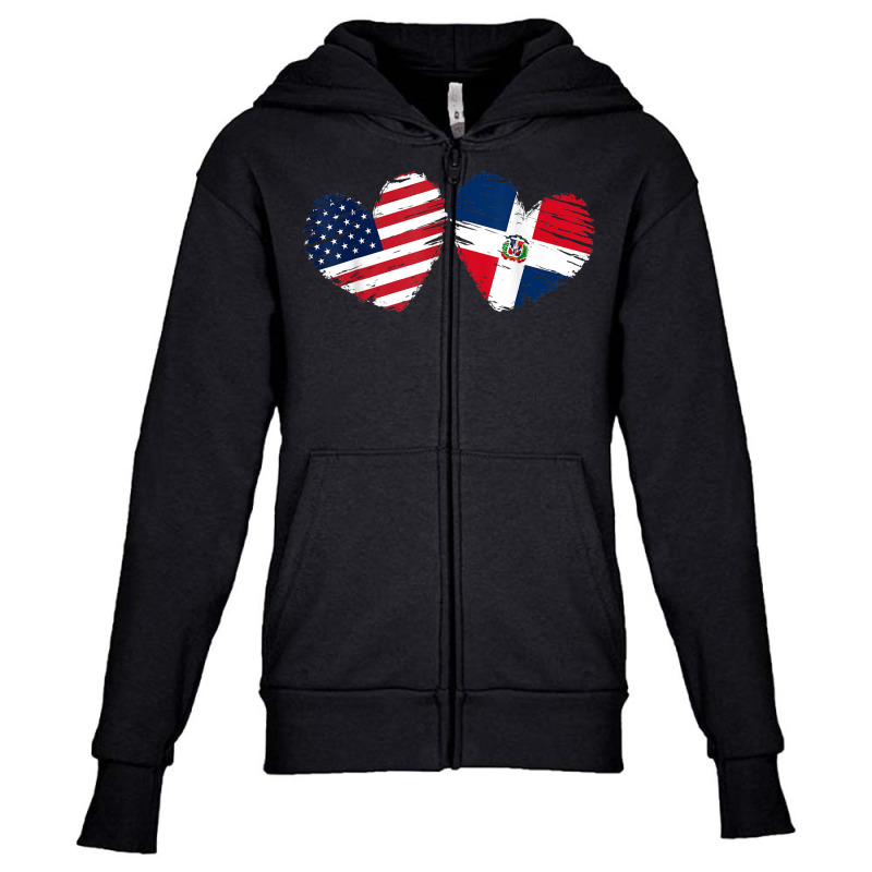 Usa Dominican Republic Flag Heart Dominican American T Shirt Youth Zipper Hoodie by nurselrveigelcci | Artistshot