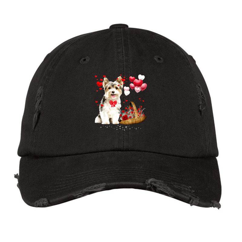 Cute Yorkshire Terrier Balloon Heart Valentine Day Valentine Vintage Cap by Premium | Artistshot