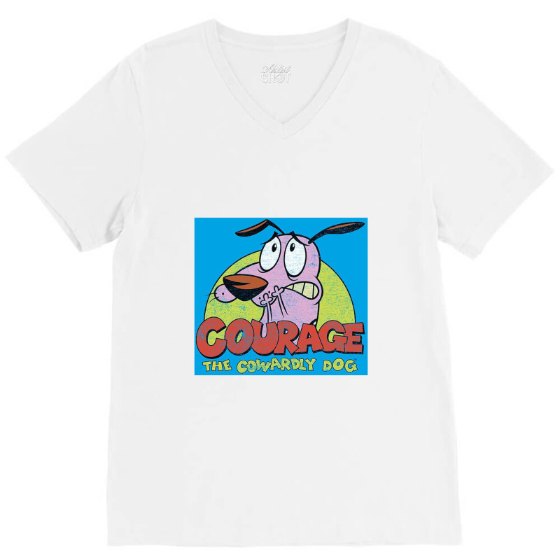 Courage The Cowardly Dog, Colorful Courage, V-neck Tee | Artistshot