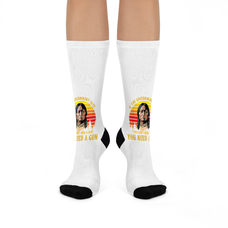 You Need A Gun Sitting Bull Shirt Pro 2nd Amendment T Shirt Crew Socks | Artistshot