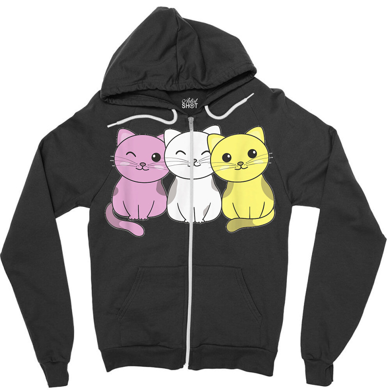 Twink Flag Pile Pride Lgbtq Cats Cute Twink Cat Zipper Hoodie | Artistshot