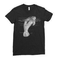 Manatee Illustration Sea Cow Marine Mammal Friendly Manatee For Fans Ladies Fitted T-shirt | Artistshot