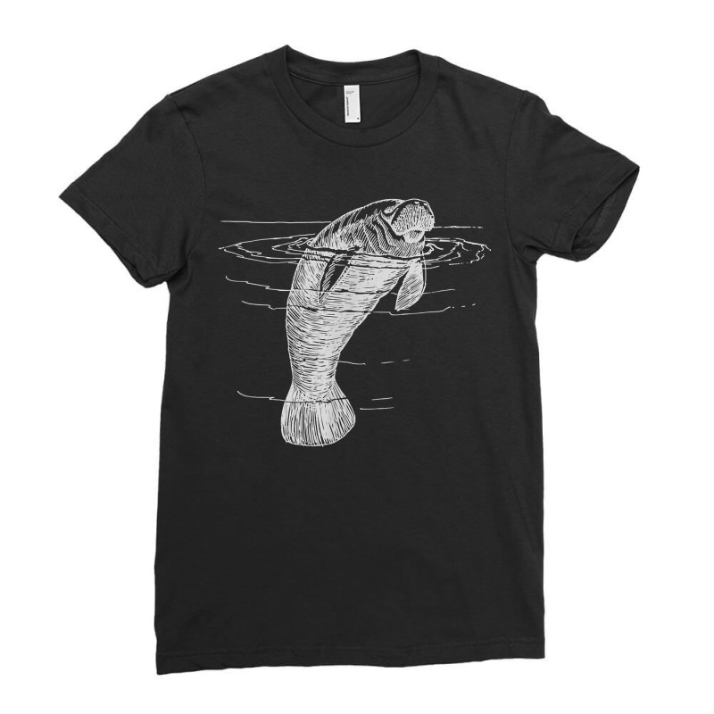 Manatee Illustration Sea Cow Marine Mammal Friendly Manatee For Fans Ladies Fitted T-Shirt by TiffaneyAitchison | Artistshot