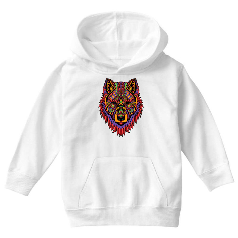 Wolf Psychedelic Trip Mandala Patterns Colorful Lsd Rave T Shirt Youth Hoodie | Artistshot