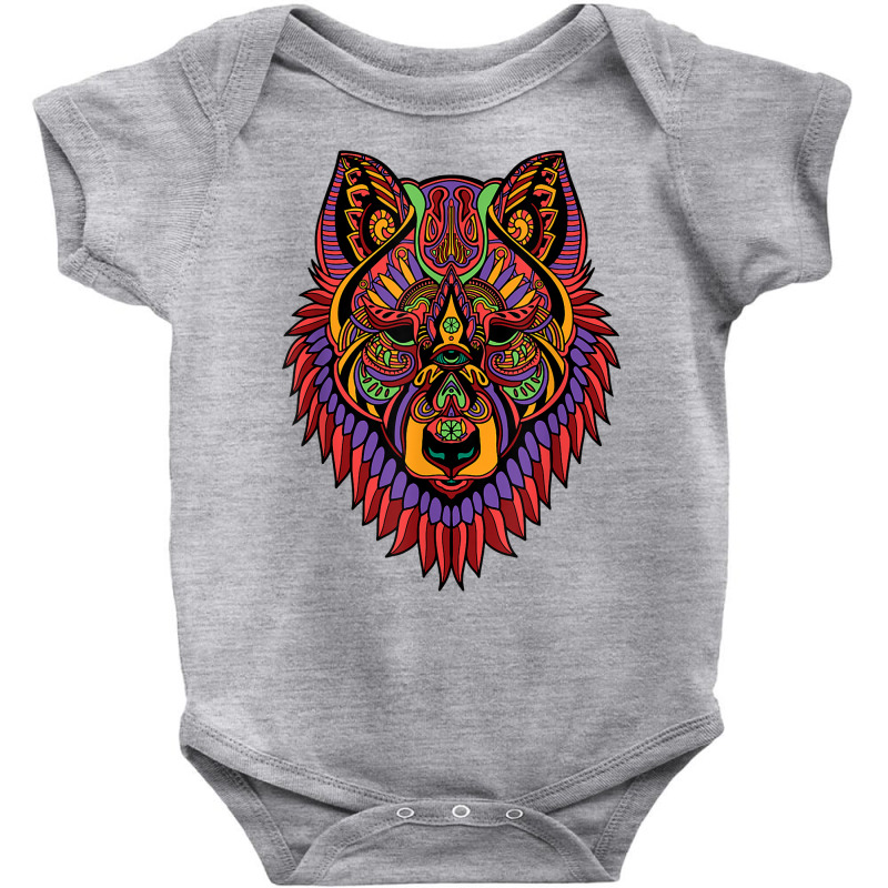 Wolf Psychedelic Trip Mandala Patterns Colorful Lsd Rave T Shirt Baby Bodysuit | Artistshot