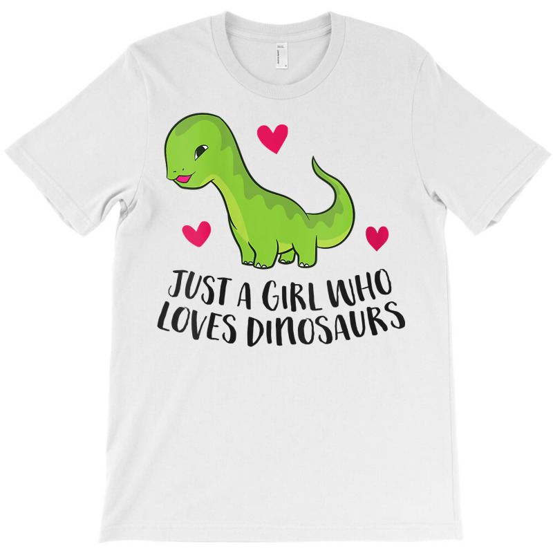 Womens Just A Girl Who Loves Dinosaurs Cute Dinosaurs Girl V Neck T Sh T-shirt | Artistshot