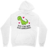 Womens Just A Girl Who Loves Dinosaurs Cute Dinosaurs Girl V Neck T Sh Unisex Hoodie | Artistshot