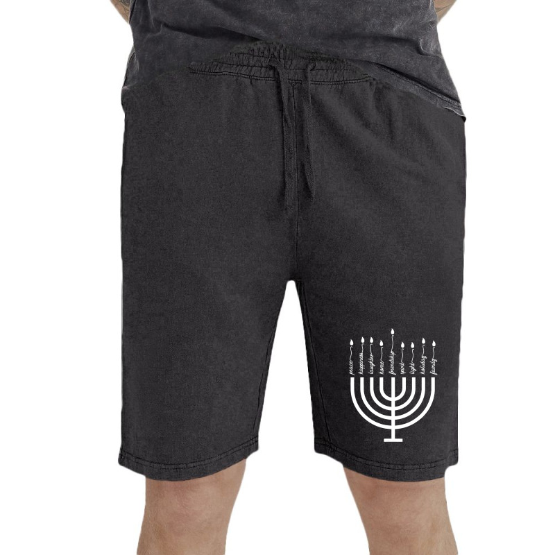 Happy Hanukkah Menorah Vintage Hebrew Jewish Holiday T-shirt Vintage Short | Artistshot