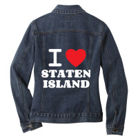 I Love Staten Island Pullover Hoodie Ladies Denim Jacket | Artistshot