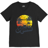 Aloha Hawaii Hawaiian Island Palm Trees Beach Vacation V-neck Tee | Artistshot