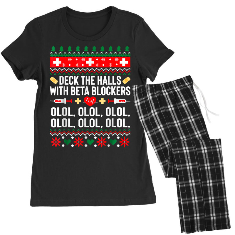 Deck The Halls With Beta Blockers Nurse Christmas Ugly Xmas Women's Pajamas Set by EricWade | Artistshot