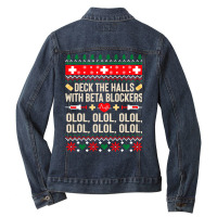 Deck The Halls With Beta Blockers Nurse Ugly Christmas Ladies Denim Jacket | Artistshot