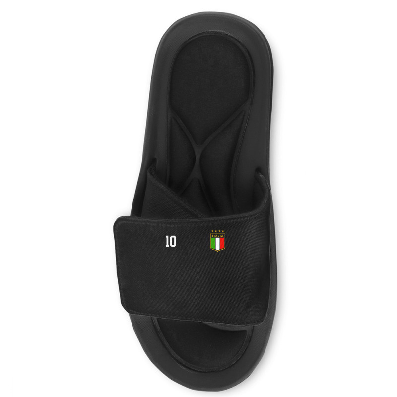 Italia Team Sports Number 10 Italy Soccer Italian Flag Slide Sandal | Artistshot