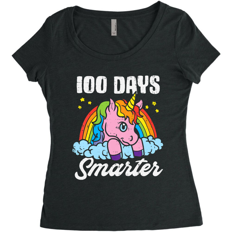 Kids 100 Days Smarter Unicorn 100th Day Of School Girls Kids T Shirt Women's Triblend Scoop T-shirt by sieuduong86 | Artistshot