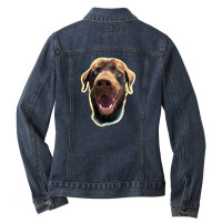 Dog Excitement Ladies Denim Jacket | Artistshot