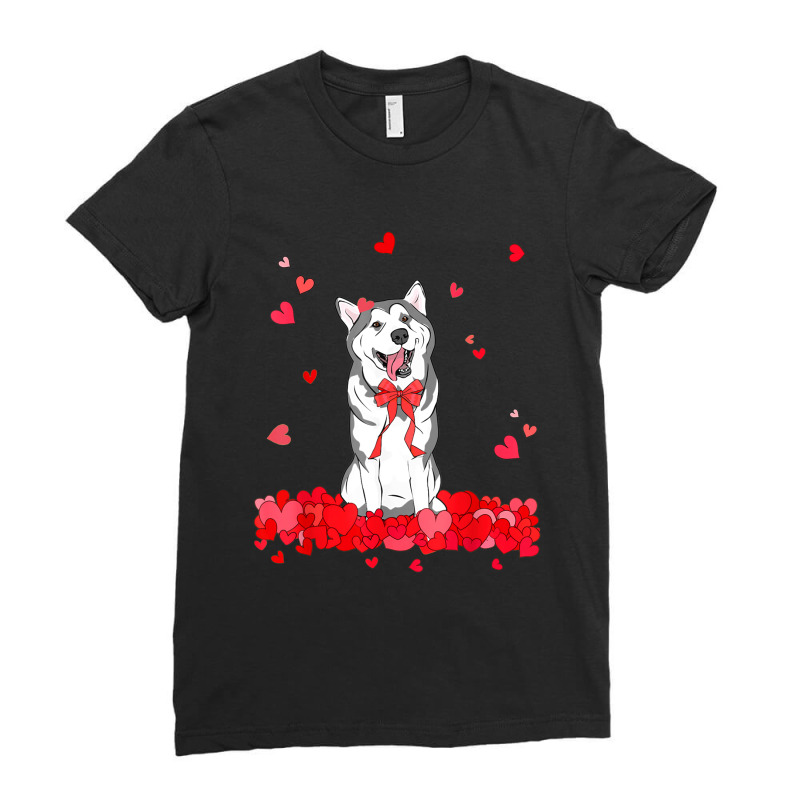 Cool Siberian Husky Valentines Day Dog Lover Gift Ladies Fitted T-Shirt by Premium | Artistshot