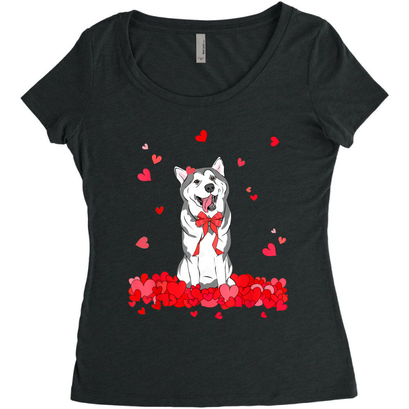 Cool Siberian Husky Valentines Day Dog Lover Gift Women's Triblend Scoop T-shirt by Premium | Artistshot